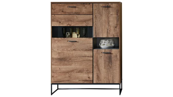 Vitrine mit Beleuchtung Haveleiche Breite 110 cm - BROOK