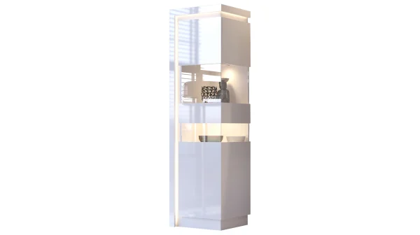 Vitrine mit Beleuchtung weiß Hochglanz Breite 60 cm - LYON