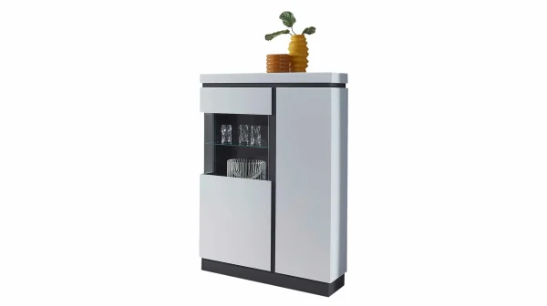 Vitrine mit Glastür alpinweiß B 104 x H 164 cm - CAMPANIA