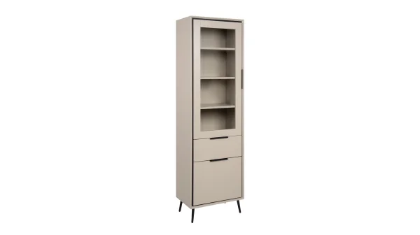 Vitrine mit Glastür beige schwarz Breite 60 cm - ARONA