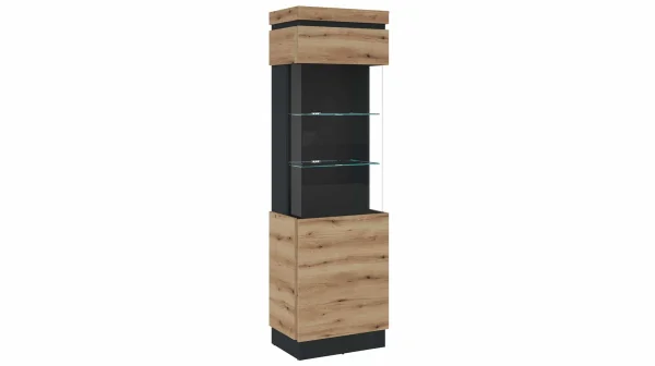 Vitrine mit Glastür Coast Evoke Eiche - grau Breite 60 cm - CORTE