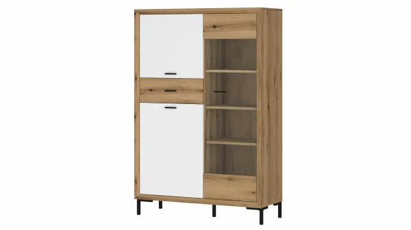 Vitrine mit Glastür Coast Evoke Eiche weiß Breite 97 cm - MARINELLA