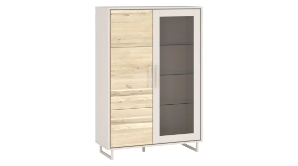 Vitrine mit Glastür Eiche teilmassiv geölt Breite 102 cm - KAI