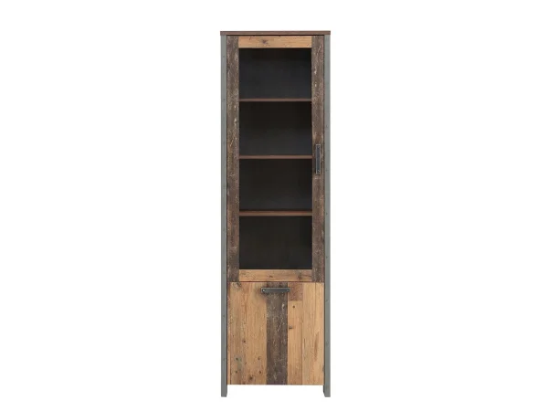 Vitrine mit Glastür Old Wood - Beton - grau Breite 62 cm - CLIF