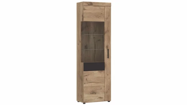 Vitrine mit Glastür Viking Eiche - grau - Breite 58 cm - GRANO
