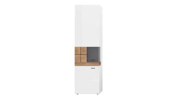 Vitrine mit Glastür weiß Hochglanz - Coast Evoke Eiche 55 cm - ORETA
