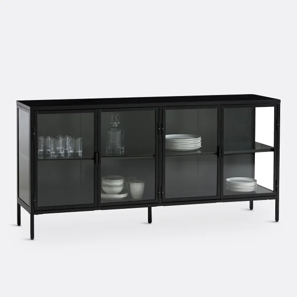 Vitrinen-sideboard Harlem Mit 4 Türen, Stahl