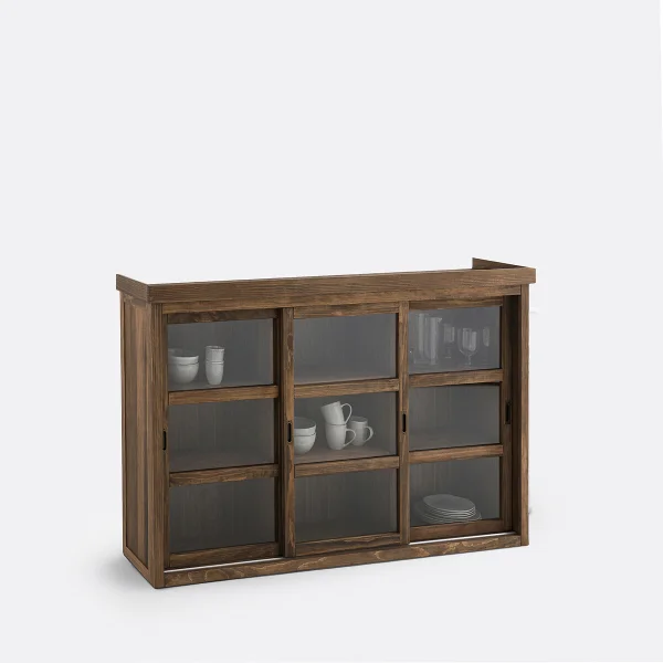 Vitrinenschrank Lunja Mit 3 Türen, Kiefer Massiv