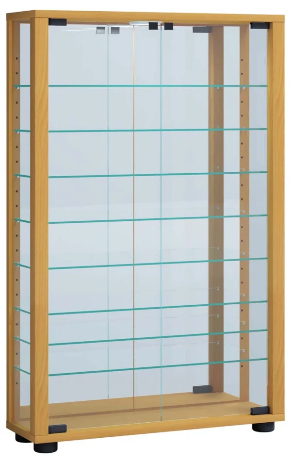 VitrosaMaxi Vitrinenschrank wandhängend mit Spiegel 2 Glastüren Buche dekor.