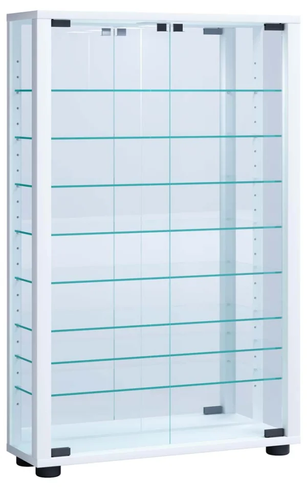 VitrosaMaxi Vitrinenschrank wandhängend mit Spiegel 2 Glastüren weiß.