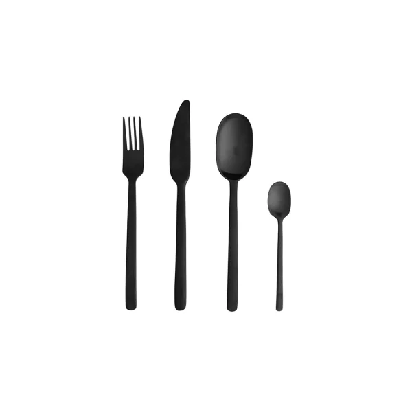 WabiSabi Besteckset 24 Teile Edelstahl schwarz.