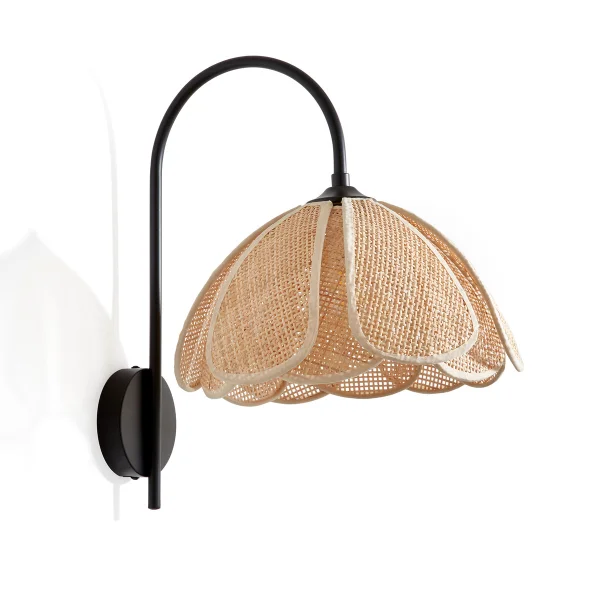 Wandleuchte Lola, Stahl Und Rattan