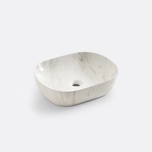 Waschbecken Mabel, Oval, Keramik Marmoriert