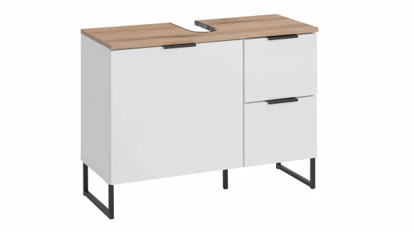 Waschbeckenunterschrank weiß Eiche 80 cm - DALIA