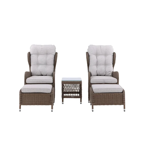 Washington Loungeset 2 Sessel, 2 Hocker, 1 Couchtisch natur.