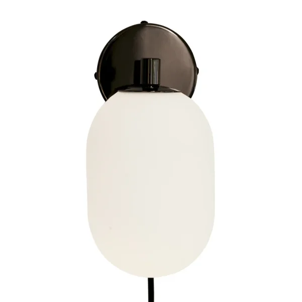 Watt & Veke - Noor Wandlampe, opal/schwarz, Glas, 18cm Breit