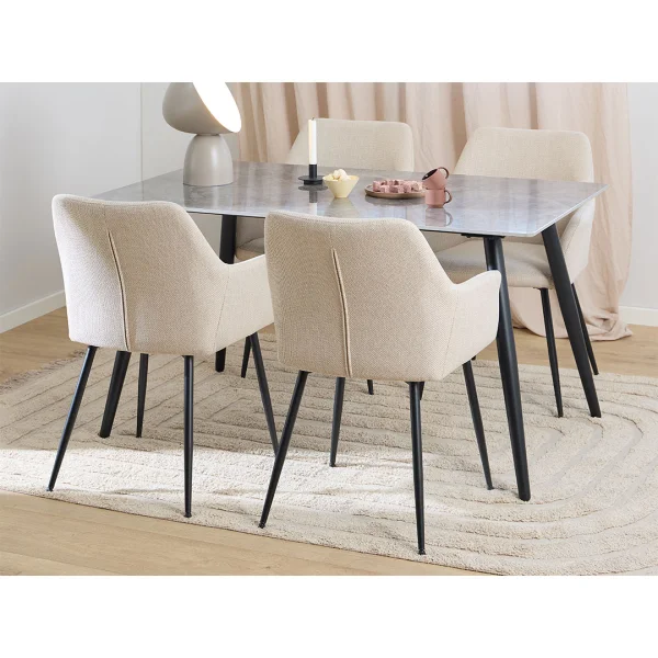 Wicklow Essgruppe Tisch mit 4 Stühlen grau, beige.