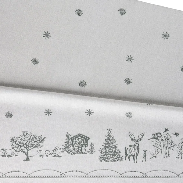 Wik & Walsøe Julemorgen Tischdecke Weiß-grün, 140x340 cm