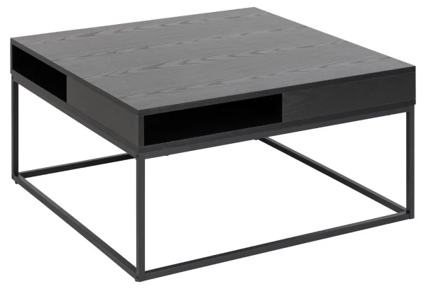 Willford Couchtisch 80 x 80 cm mit Offenes Fach schwarz.