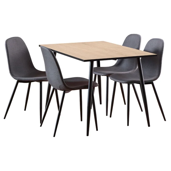 Wilma Essgruppe Tisch mit 4 Stühlen weiß, dunkelgrau.