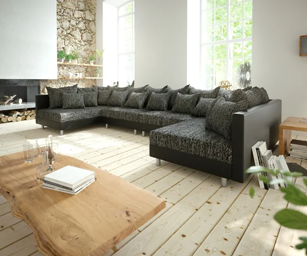 Wohnlandschaft Clovis XL Schwarz Modulsofa erweiterbar