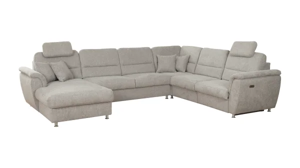 Wohnlandschaft grau ausziehbar Sitztiefenverstellung 345 cm - DEVA