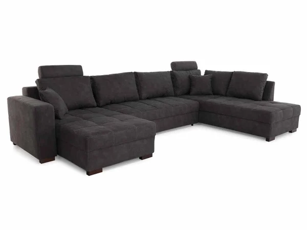 Wohnlandschaft mit Schlaffunktion grau Bettkasten 357  cm - ANTEGO