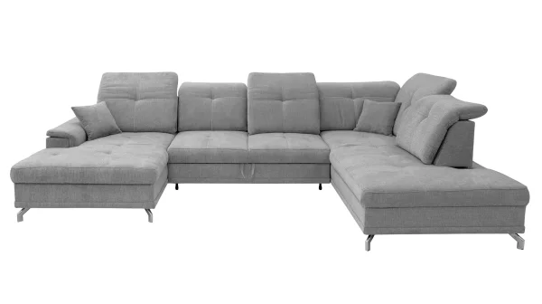 Wohnlandschaft Schlaffunktion Bettkasten grau 360 cm - BRITTA