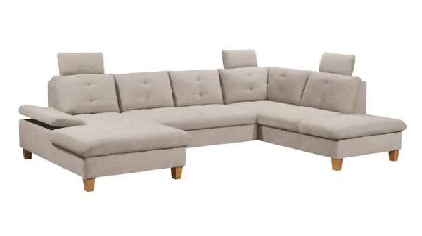 Wohnlandschaft Schlaffunktion grau - 324 cm - Bettkasten - ASCOT