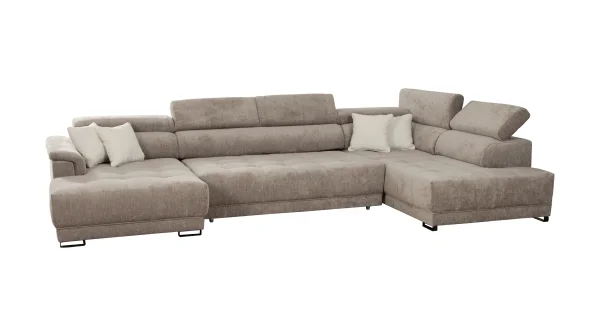 Wohnlandschaft taupe ausziehbar - Sitztiefenverstellung - BENEVENTO