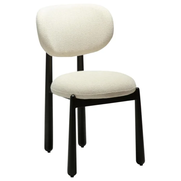 Woke Dan-Form Esszimmerstuhl Bouclé beige.