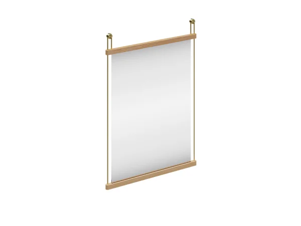 Woud - Suspended Spiegel Small Eiche/Satin Messing