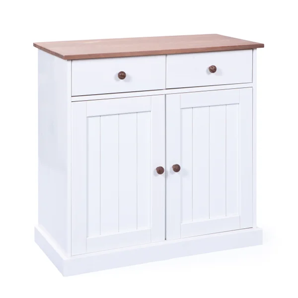 Wright Sideboard 2 Türen, 2 Schubladen, weiss, braun.