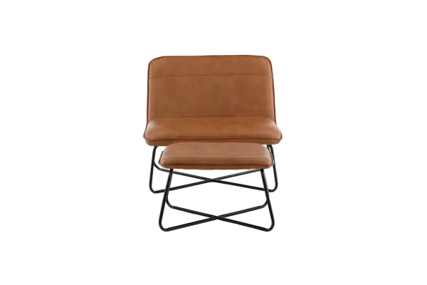 X Sessel mit Hocker PU Kunstleder braun.