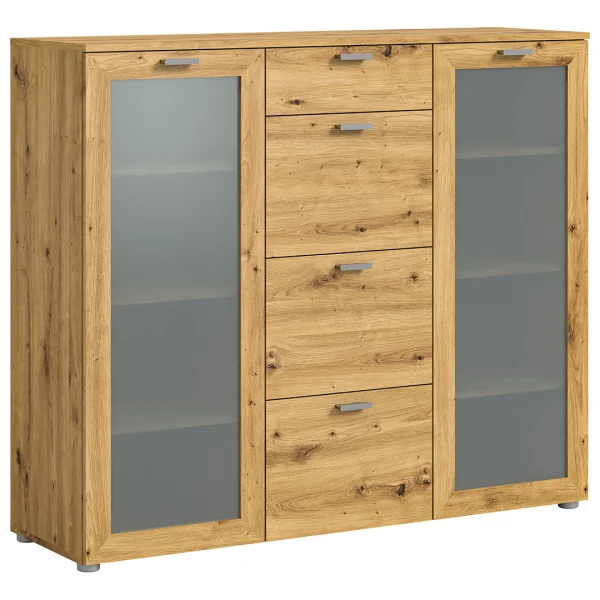 Xeno Sideboard 4 Schubladen 2 Türen Eiche Dekor.