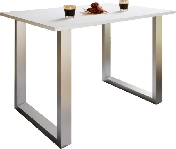 XonaU Esstisch 110x50cm weiß, silberfarben.