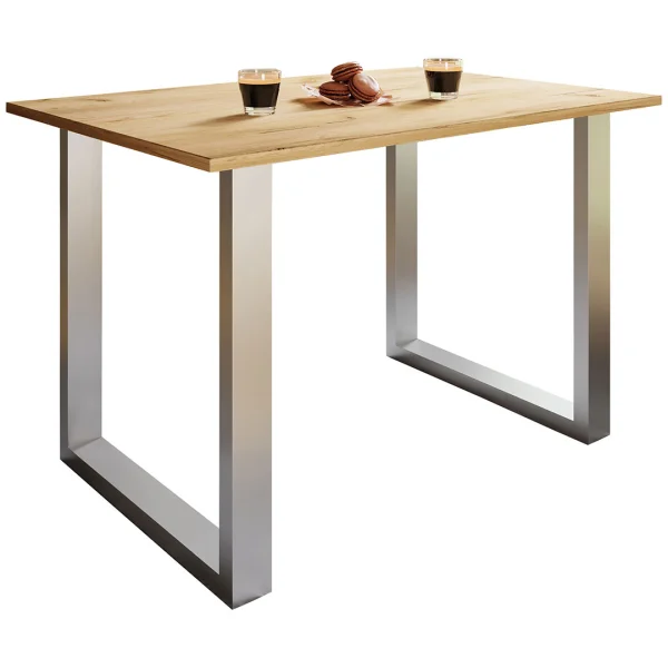 XonaU Esstisch 140x50 Eiche dekor, silberfarben.