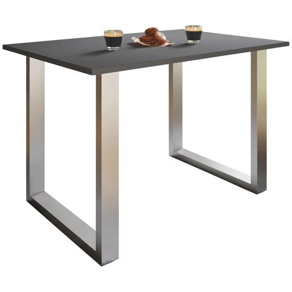 XonaU Esstisch 140x80 anthrazit, silberfarben.