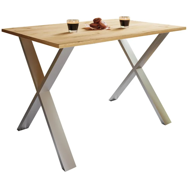 XonaX Esstisch 110x50 Eiche dekor, silberfarben.