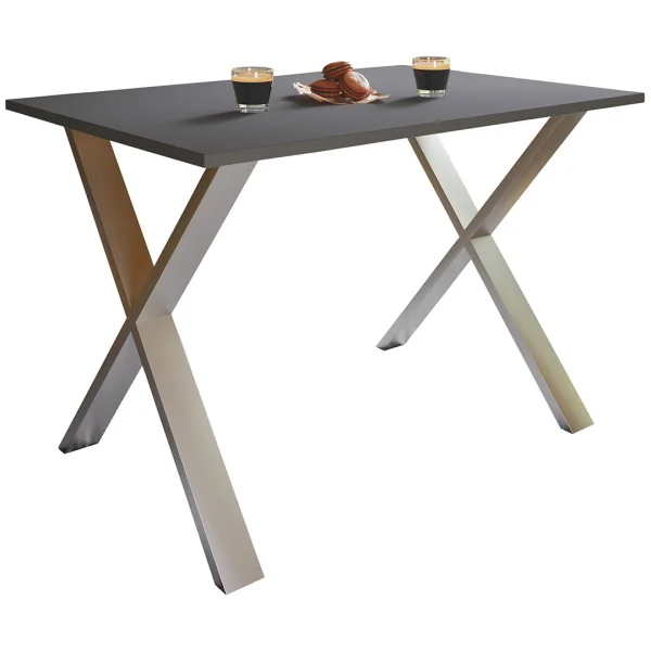 XonaX Esstisch 110x80 anthrazit, silberfarben.