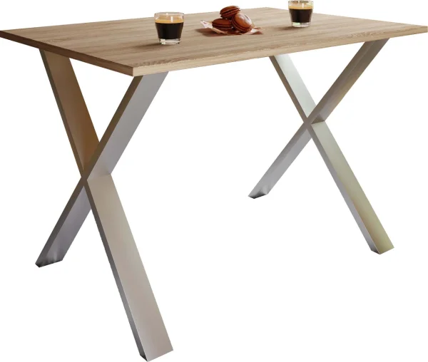 XonaX Esstisch 140x50cm Eiche dekor, silberfarben.