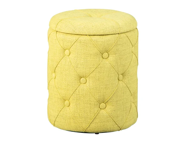 Ymas Fusshocker, Hocker mit Aufbewahrung gelbgrün und braun.