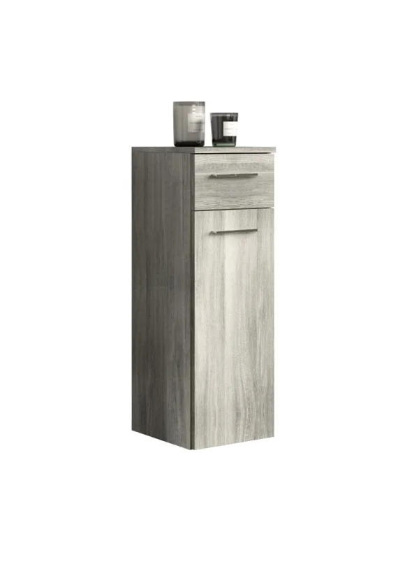 York Badschrank wandhängend 1 Tür, 1 Schublade rauchfarbenen.