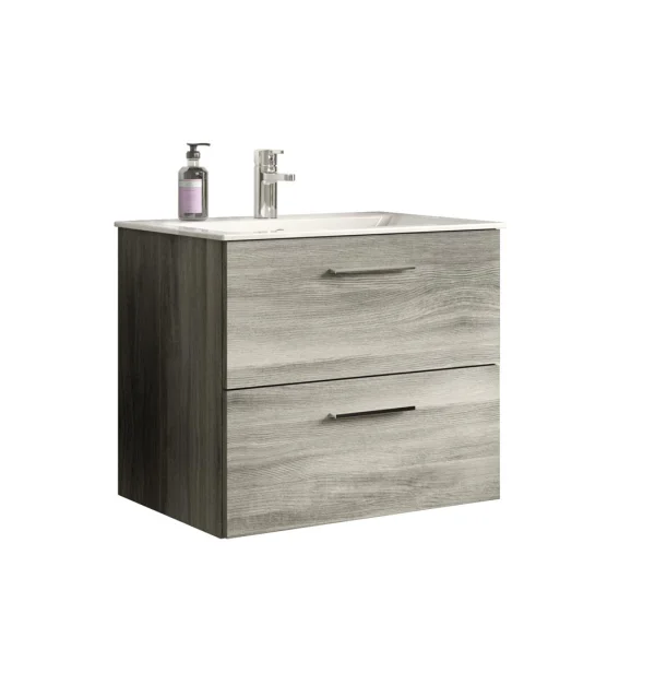 York Waschbeckenunterschrank 60cm 2 Schubladen rauchfarbenen.
