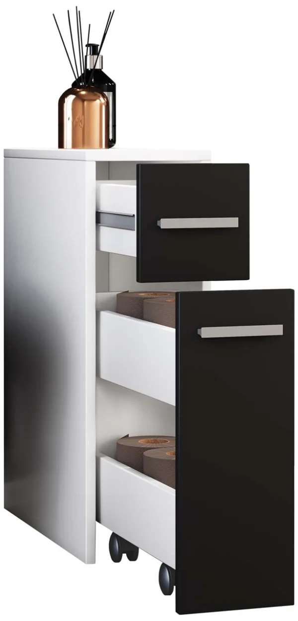 Zalo Hochschrank Bad weiß, schwarz.