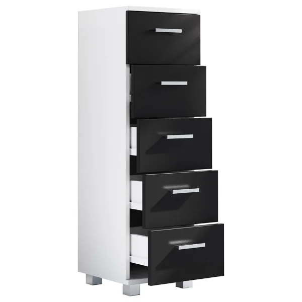 ZaloMSB Badschrank 5 Schubladen schwarz, weiß.