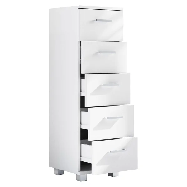 ZaloMSB Badschrank 5 Schubladen weiß.