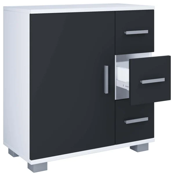 ZaloXL Hochschrank Bad weiß, schwarz.
