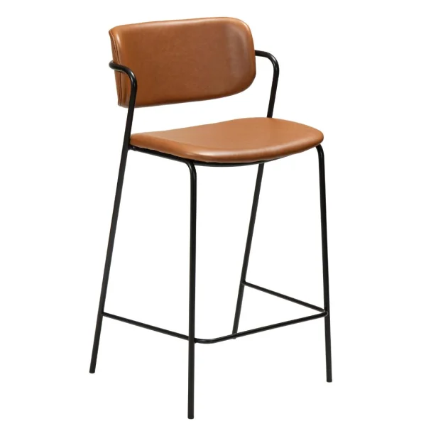 Zed Dan-Form Counterstuhl mit Armlehnen PU-Kunstleder hellbraun.