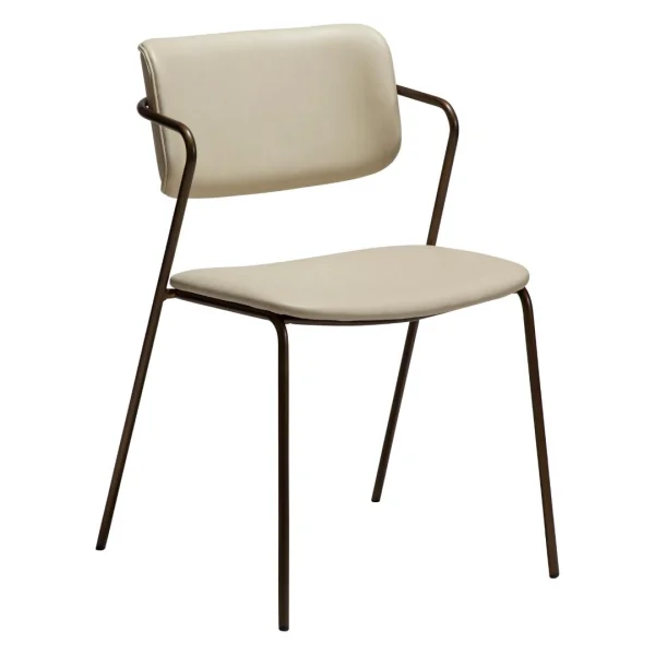 Zed Dan-Form Esszimmerstuhl mit Armlehnen PU-Kunstleder offwhite.